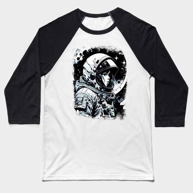 Woman Astronaut in space Abstract Science fiction illustration Baseball T-Shirt by Naumovski